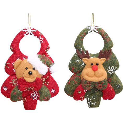 LAOA Lot de 2 cintres de porte de Noël en peluche en forme de renne et d'ours à suspendre pour décoration de fenêtre d'arbre de Noël (1/5)