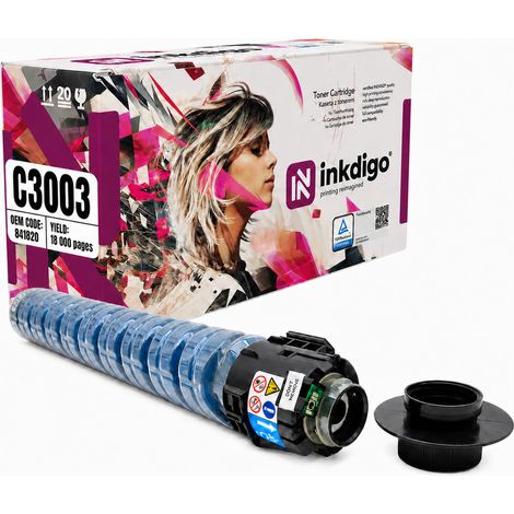 Toner Inkdigo 841820 compatible avec les imprimantes Ricoh Aficio MPC3003sp, MPC6004 et MPC3004 (certifié TÜV). (1/5)