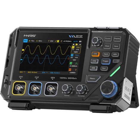 FNIRSI 2D15P Oscilloscope numérique 3 en 1, multimètre, générateur de signaux, double canal, bande passante 100 MHz, 500 MSa/s, 20 000 points, générateur de signaux 10 MHz