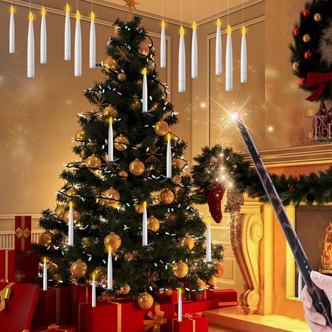 12PCS Bougies LED Flottantes avec Baguette Magique et Télécommande à 10 Touches – Bougies Noël Bougies Suspendues à Piles avec Flamme Vacillante pour Décorations de Noël Fête Halloween Mariage (1/5)