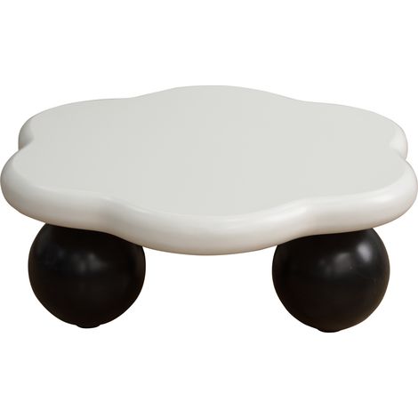 Tavolino basso a nuvola 79 cm bianco e nero in MDF con gambe sferiche (1/5)
