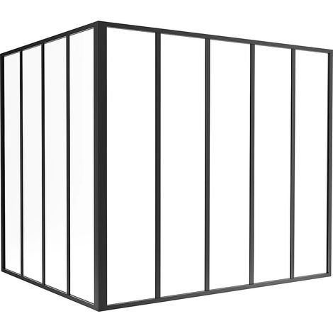 Verrière d'angle d'atelier en aluminium thermolaqué - L150 x L120 x H130 - Noir - BAYVIEW