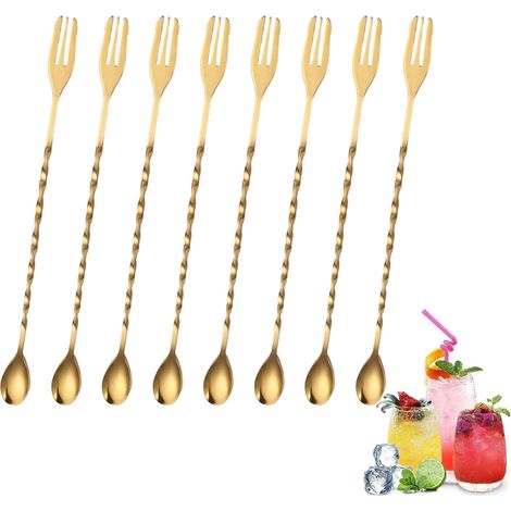Cuillère À Cocktail - Cuillère À Mélange Double Extrémité - En Acier Inoxydable - Longueur 26 Cm - 1 Pièce (1/5)