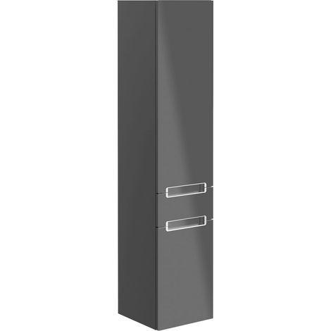 Villeroy & Boch Subway 2.0 A708 dispensa, 2 ante e 1 cassetto, arresto a destra, colorazione: Lacca nera opaca nera, maniglia: argento opaco - A70800PD (1/2)