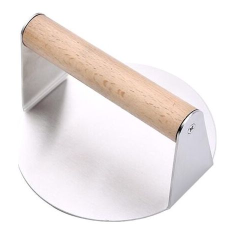 VtiziklPresse à hamburger en acier inoxydable Presse à grille robuste avec poignée en bois Presse à bacon rond Smasher pour la cuisin (1/5)
