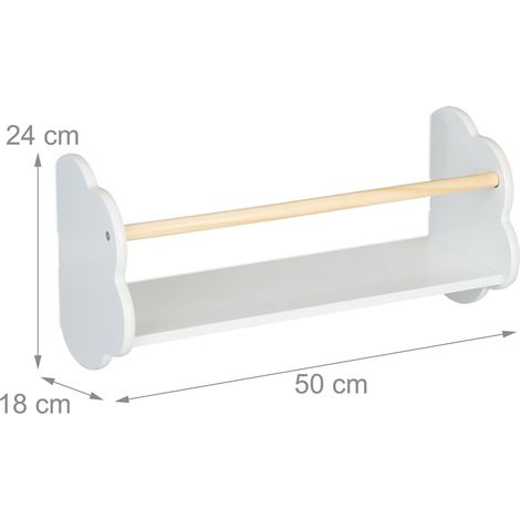 Lot de 3 étagères murales décoratives enfant formes nuage chambre 60 x 30 x 20 cm en bois blanc (1/3)