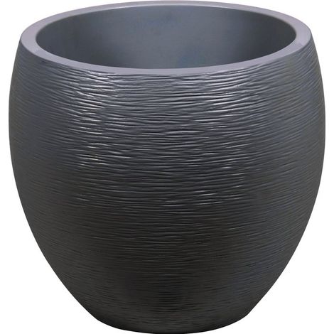 EDA – Pot de fleurs rond 50cm – 46L – Gris anthracite – Pour terrasses et jardins – Design épuré et fonctionnel (1/10)