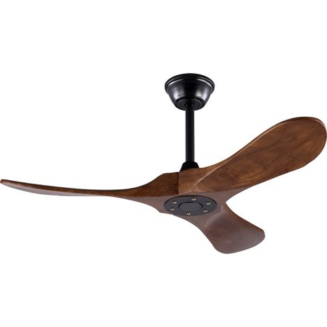 Ventilatore da soffitto 107cm con telecomando e motore silenzioso, Metallo e Legno, Moderno, Nero e Noce scuro (1/5)