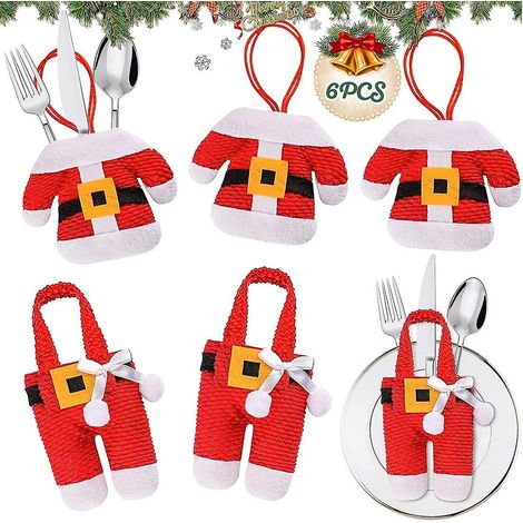 set Of 6 Christmas Cutlery Holders For Dinner Table Decoration, Christmas Cutlery Holders, Spoons And Forks, For Table Decoration, Christmas Cutle (1/5)