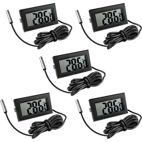 5 Pièces Thermomètre Frigo Digital, Sonde Temperature Numérique avec Écran LCD, Thermomètre Température avec Sonde de Température Capteur Testeur pour Réfrigérateur Congélateur Aquarium (1/5)