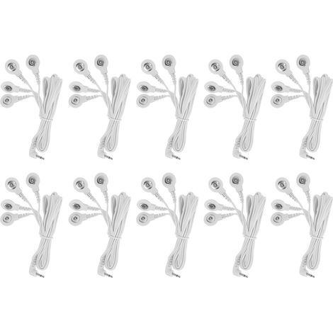 10 fils d'électrodes DC 2.5mm à 4 boutons pour appareil de massage TENS numérique (1/5)