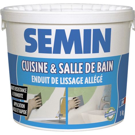 Semin – Enduit de lissage spécial pièces humides – 1 kg – Application facile et rapide – Haute résistance à l'humidité – Pour murs et plafonds