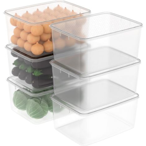 Boîte Conservation Alimentaire, Conteneur Alimentaire, Boîte de Rangement, Récipient de Congélateur avec Couvercle, Sécuritaire au Micro-ondes, Sans BPA, Plastique, Clair, 10L-Lot de 6 (1/5)