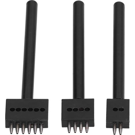 Lot de 3 outils de perforation cuir griffes noires acier carbone durables rapides faciles kit couture cuir DIY 4mm (1/5)