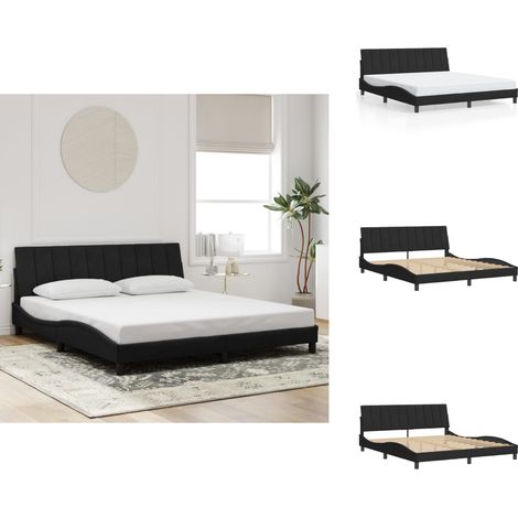 Cadre de lit sans matelas noir 180x200 cm velours - Lit Double - Chambre À Coucher - Cadre De Lit - Tête De Lit - Velours (1/5)