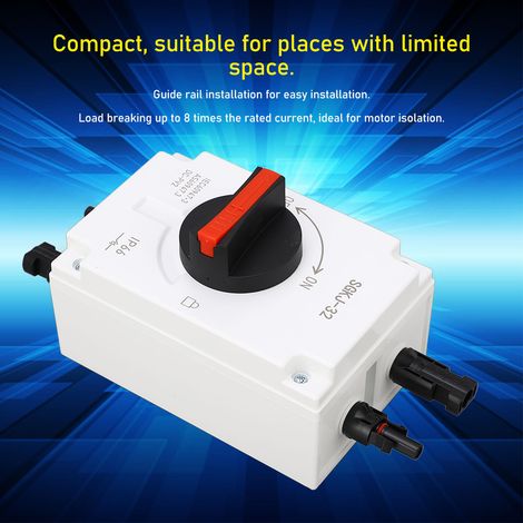 Interrupteur DC 1200V 40A PV, Sectionneur DC 4P IP66 étanche pour système solaire, bateau, camping-car. (1/5)