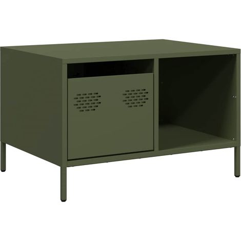 Maison Exclusive - Tavolino Verde Oliva 68,5x50x43,5 cm Acciaio Laminato a Freddo
