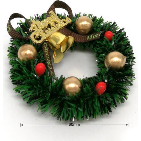 Accessoires pour maison de poupée - Couronne de Noël miniature de 6 cm pour porte - Décoration de jardin