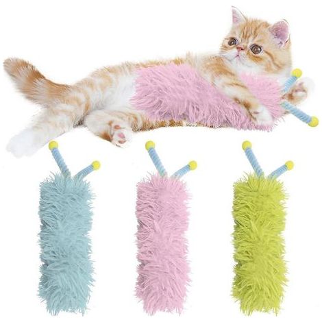 Lot de 3 coussins à l'herbe à chat - Jouets doux et résistants pour chats avec antennes, couleurs vives, jouet interactif d'intérieur, compagnon idéal pour les chats (1/5)