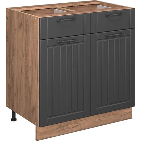 Mobiletto base per cucina Fame-Line, Grigio scuro, 80 cm senza piano di lavoro, Vicco