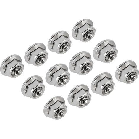 12pcs M10 x 1.25mm Hex Bride Écrou pour Canalisations Argent Ton (1/5)