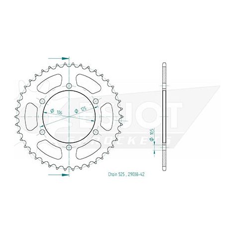 Couronne Acier - 525 - 42 Dents - Made in Germany