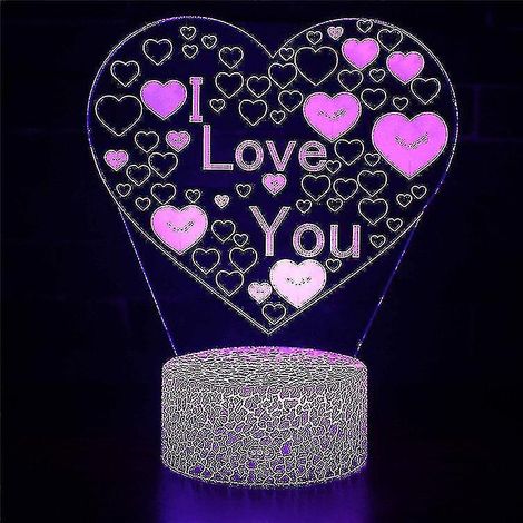 Lampe à illusion 3D, 7 couleurs à changement optique, lumière tactile, USB et télécommande, style Art Déco, pour une ambiance romantique (1/3)