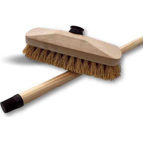 Balai brosse lave-pont 22 cm en chiendent - Monture bois - Douille vissante plastique - Quantité x 1 - Chiendent avec manche (1/5)