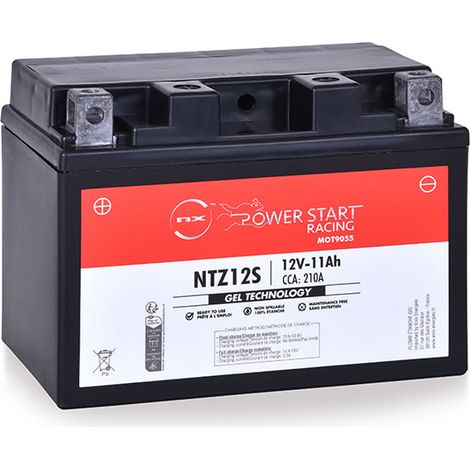 NX – Batterie moto Gel NTZ12S 12V 11Ah – Technologie AGM – Capacité 11Ah pour démarrage rapide – Compatible YTZ12S
