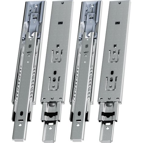 Randaco 2 Paar Schubladenschienen 250 mm Vollauszug, 3-teilig, Softclose mit Selbsteinzug, 45 kg Tragkraft, Schubladenauszug aus Stahl (1/5)