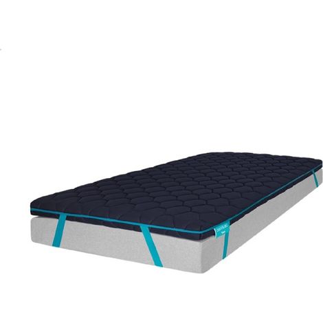 Cecotec Topper Viscoelástico Flow TopDeluxe 90x200. Cubrecolchón Sobrecolchón. Viscoelástica 100% con Acolchado de 7 cm de Altura 4 Correas Elásticas