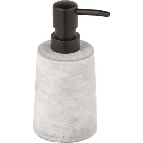 Distributeur de savon rechargeable, distributeur de liquide vaisselle à l'aspect de pierre naturelle, dimensions : 8,2x15,9x7,2 cm, capacité : 150 ml, gris/noir (1/5)