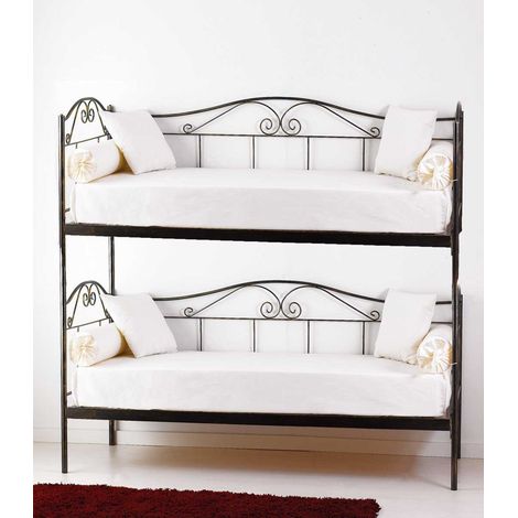 Divano Letto a Castello in Ferro Battuto Lola Colori Ferro: Azzurro - Shabby Chic (1/2)