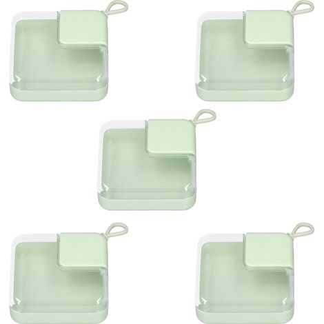 Lot de 5 boîtes de rangement transparentes en plastique vert, portables et petites, pour maquillage et ongles. (1/5)