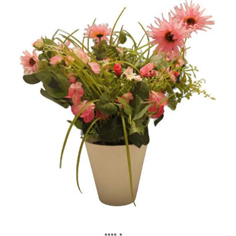 Bouquet de fleurs artificielles en pot H 38 cm Rose-crème - couleur: Rose-crème (1/3)