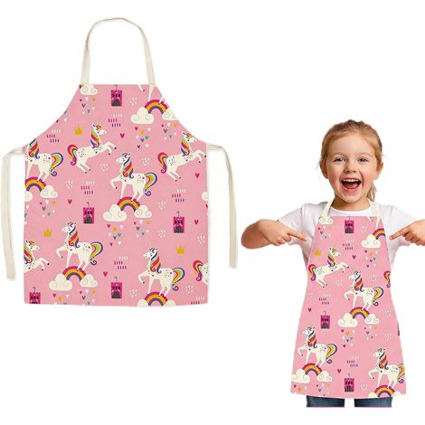 Tablier de Cuisine Enfant,Tablier de Cuisine Réglable,Tablier Enfant Ecole Filles ou Garçons pour Cuisson Peinture Artisanat Jardinage (1/5)