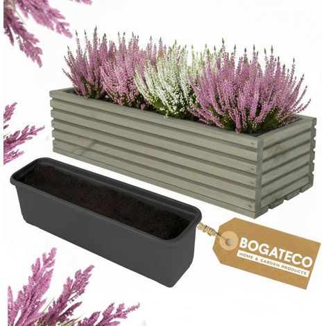 Jardinière Bois Bogateco 44x20x14 cm avec Bac Vert Foncé (1/5)