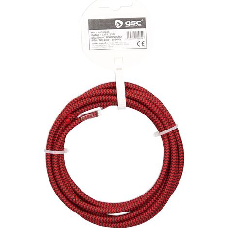Textilkabel 2,5 m (2 x 0,75 mm) Rot/Schwarz