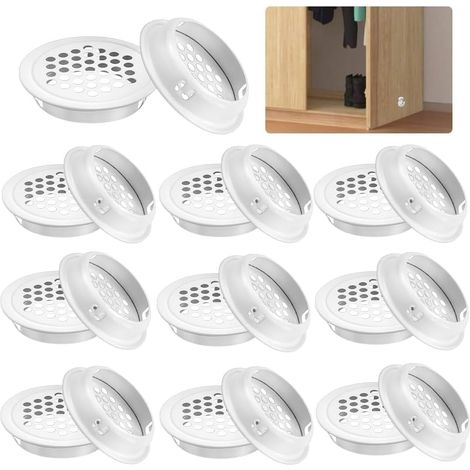 Lot de 20 grilles de ventilation rondes en acier inoxydable de 53 mm, adaptées aux meubles, à la cuisine, aux armoires et aux armoires (1/5)