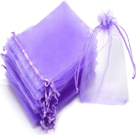 50pcs Sacs Organza,17x23cm Sachets Pochettes Cadeau en Organza avec Rubans Sac à Bijoux Sachets pour Lavande Sacs de Bonbons Faveur Présent Sacs pour Anniversaire Baptême Fête Décoration Mariage,Viole (1/5)