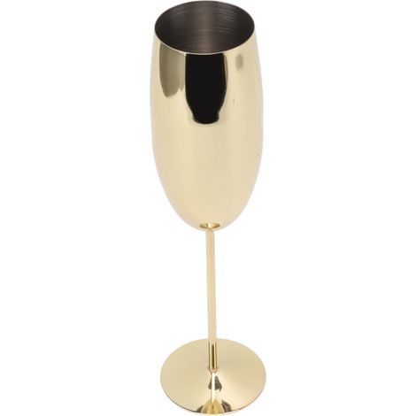 Verre à vin en métal, acier inoxydable, élégant et très résistant, idéal pour les fêtes, mariages et banquets. Couleur or, 260 ml. (1/5)