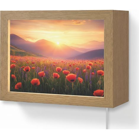 APPLIQUE DA PARETE Paesaggio - Tramonto - Campo di fiori 20x15 cm (1/5)