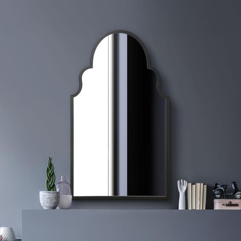 Miroir Mural Moderne arqué avec Cadre en métal Noir - 104 x 61 cm - Cadre Noir (1/5)
