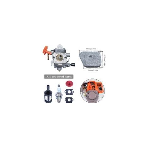 Carburateur FS90 pour tondeuses Stihl FS90, FS90 R, FS87, FS87R, FS100, FS110 et FS110R (séries FS, FC et KM), avec filtre à air, bougie et filtre à huile.