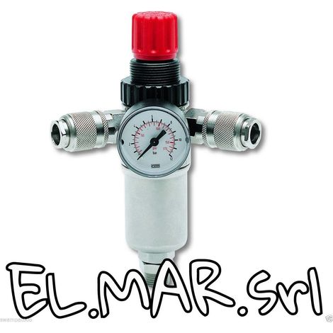 Riduttore di pressione attacco rapido 1/2" F + MANOMETRO per Compressore