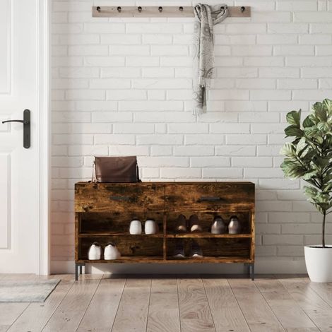 Schuhbank Räuchereiche 102x35x55 cm Holzwerkstoff vidaXL (1/5)