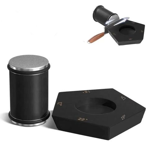 Roller knife sharpener – 12°/15°/17°/19°/22° angles – industrial diamond wheels – roller sharpening system for knives, Black (1/5)