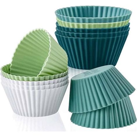 Set mit 12 Mini-Silikonformen Muffinformen – Wiederverwendbare Cupcake-Formen für Kuchen, Cremes und Puddings (4 Farben) (1/4)