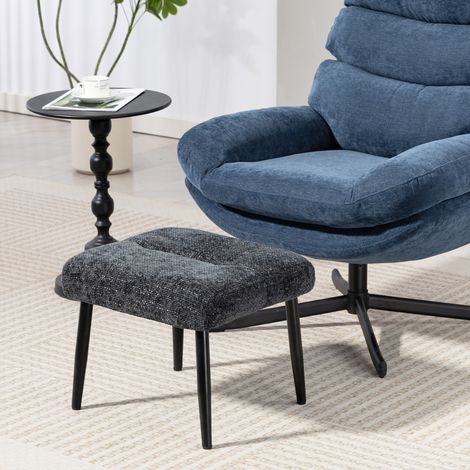 Sitzhocker Hocker mit weichem Sitzkissen Stahlbeinen Fußhocker mit Chenille-Stoff, 45 x 41 x 38 cm, Dunkelgrau