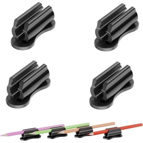 Porte Stylo - 4 pièces - Silicone Adhésif - Noir - Durable et Robuste (1/4)